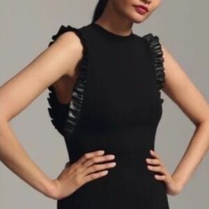 Anthropologie Sunday in Brooklyn Faux Leather Ruffle Knit Top - NWT Size M